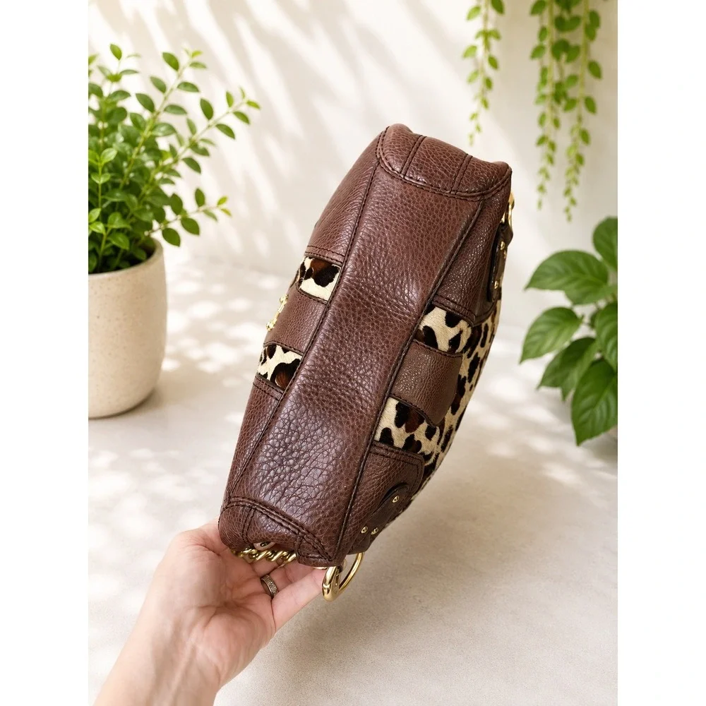 MK147 Michael Kors lepord print calf hair  hobo